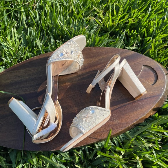 BADGLEY MISCHKA Tayten Block Heel Sandal size 10 ivory - Picture 11 of 13